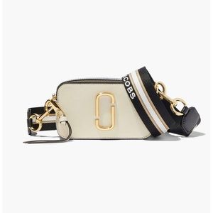 Marc Jacobs Ivory and Black Crossbody Camera Bag with Gold Hardware